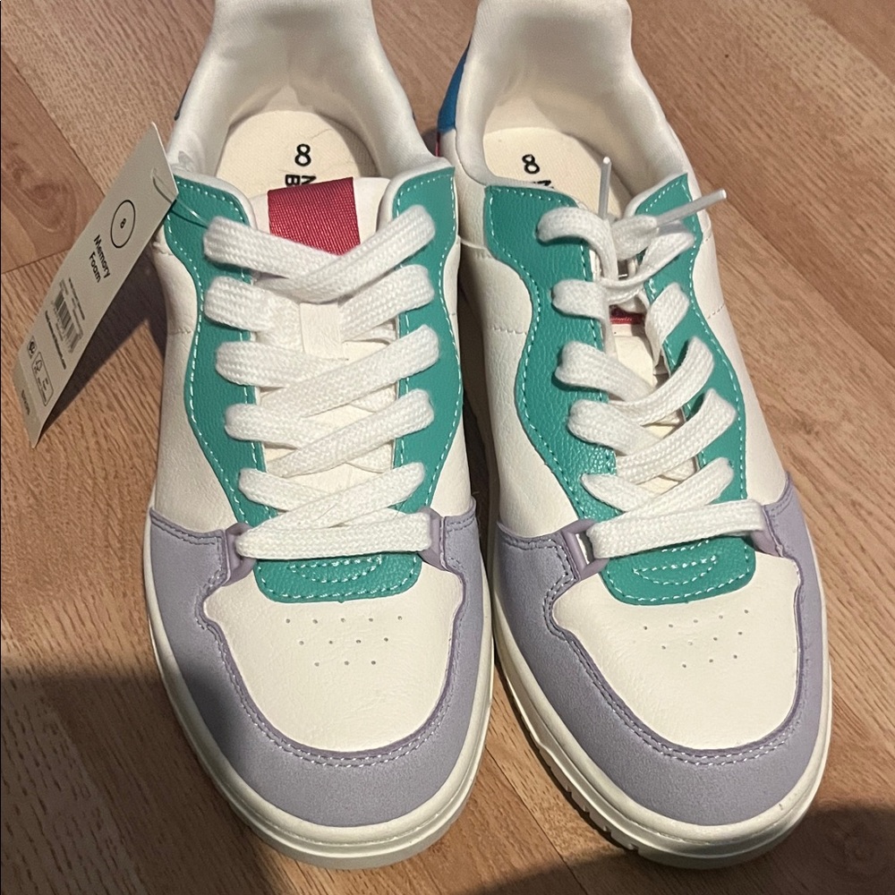 No Boundaries White, Teal, and Lavender Sneakers
